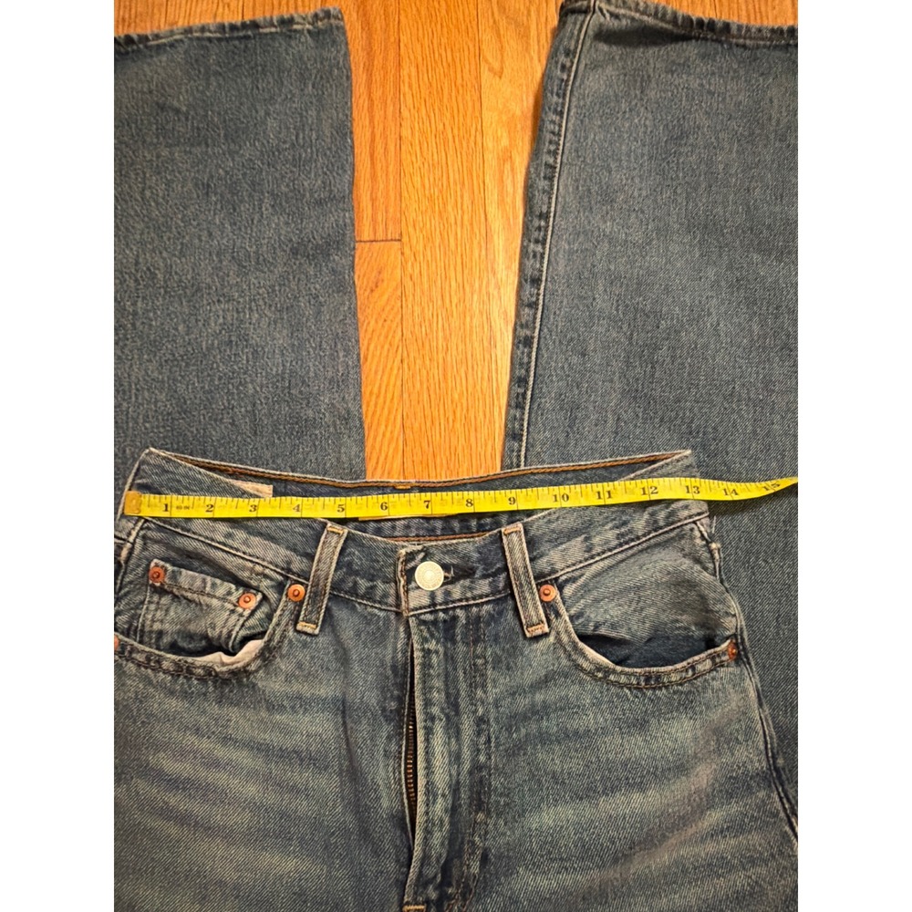 Levis Ribcage Wide Leg High Rise Blue Denim Jeans W25 L32 A6081-0022 - Picture 4 of 7
